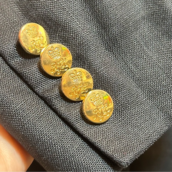 Lauren Ralph Lauren Linen Monte Carlo Crested Old Money Blazer  Size  12 - Picture 9 of 15